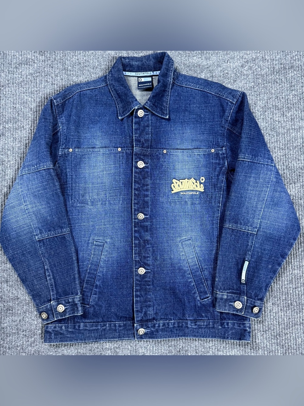 Southpole Vintage Jean Jacket Mens Blue Denim Streetwear Hip Hop Size Medium